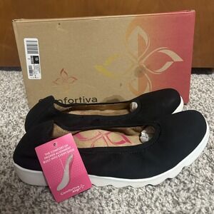 Comfortiva Align Grace Skimmer Loafer Black Leather Size 9 Wide NWT